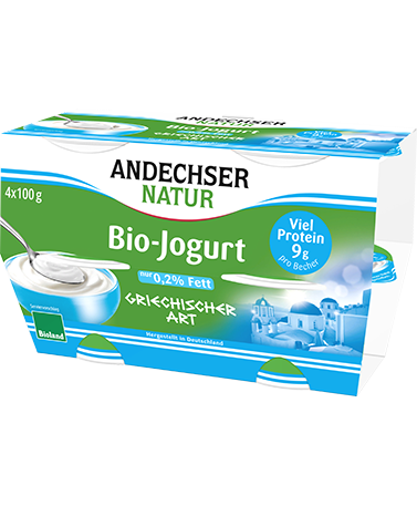 Bio-Jogurt 4x100g | Fett griechischer Andechser Natur Art 0,2%